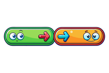 vibrant previous and next buttons featuring cute vector image