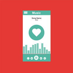 media player application app template with flat vector image