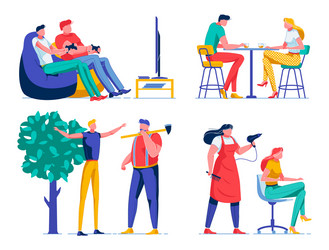 people doing different tasks various scenes vector image