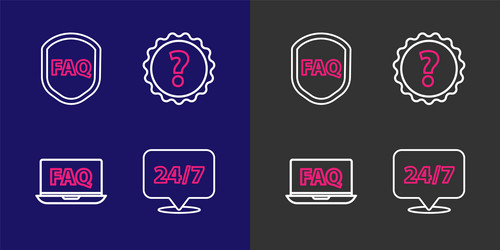 set line clock 24 hours laptop and faq question vector image