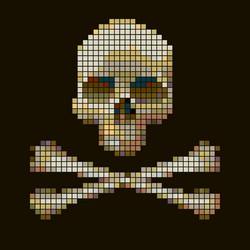 Skull and crossbones collected from pixels vector