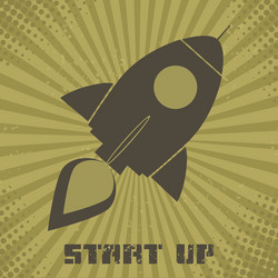 Vintage rocket icon vector