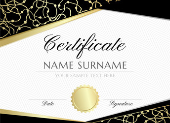 gold scribbles certificate design template vector