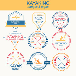 Set of different logotype templates for kayaking vector