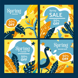 Spring sale design collection banner with floral vector