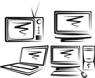 with a set of computers and tv-sets vector image