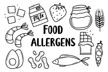 Food allergens allergen products collection vector