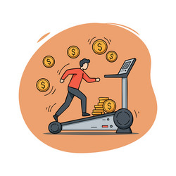 man running on treadmill with money coins vector image