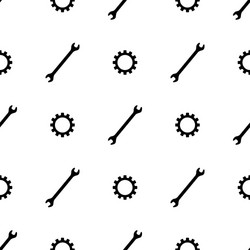 seamless pattern with wrench and gear icons vector image
