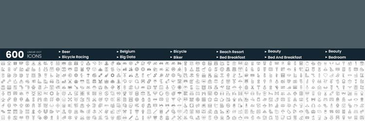 set of 600 thin line icons in this bundle include vector