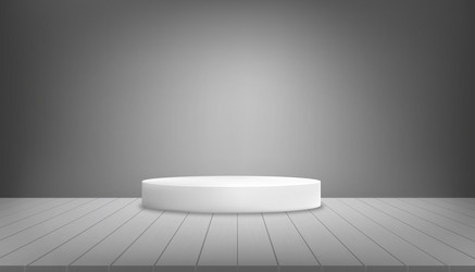 studio room with 3d podium on wooden panel vector image