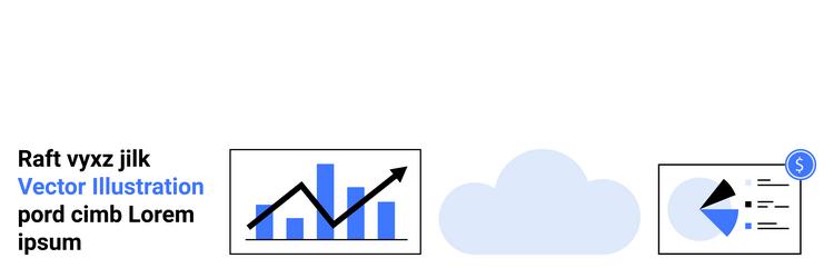 cloud data analytics with bar graphs pie charts vector image
