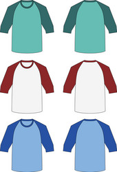 Raglan T-Shirt Mockup - Multiple Colors Vector Image