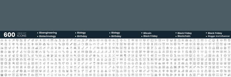 set of 600 thin line icons in this bundle include vector image
