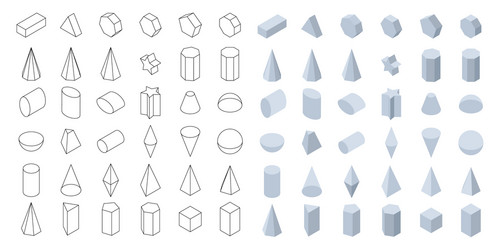 3d set geometric shapes vector