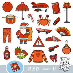 colorful set of red color objects visual vector image