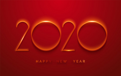 Happy new year 2020 minimalist greeting card vector