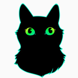 Head a black cat with cute colorful eyes vector