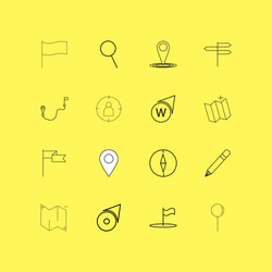 map and navigation linear icon set simple outline vector image