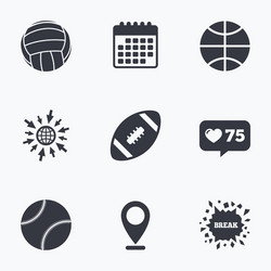 Sport Ball Icons - Volleyball, Basketball, Basebal Vector Image