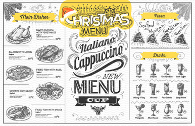 vintage holiday christmas menu design vector