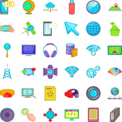 web development icons set cartoon style vector