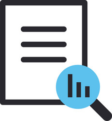 bars chart in lupe and document line fill vector image