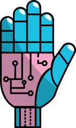 hand with circuits and cyberspace interface vector image