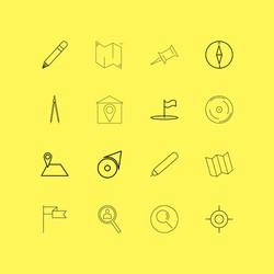 map and navigation linear icon set simple outline vector image