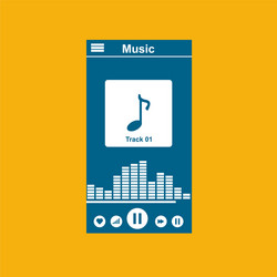 media player application app template with flat vector image
