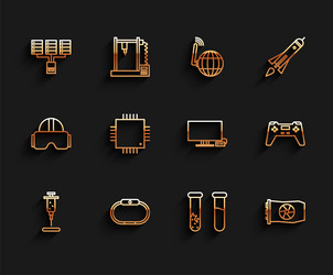 set line syringe smartwatch server data web vector image