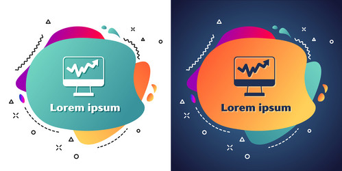 white computer monitor with graph chart icon vector