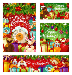 Christmas Gift Card with New Year Garland Vector Image