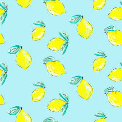 seamless citrus pattern hand drawn sketched vector image