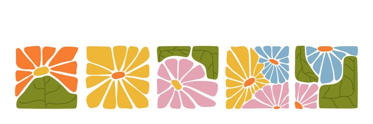 abstract floral patterns in modern square style vector image