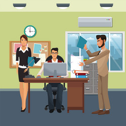 Business characters in office scene vector