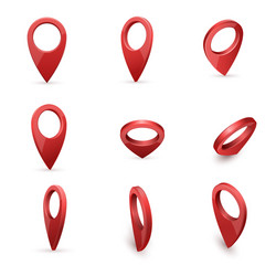 glossy red realistic modern map pointers vector image