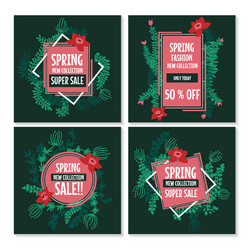 Spring sale design collection banner with floral vector