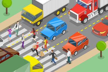 Isometric people walking on street Royalty Free Vector Image