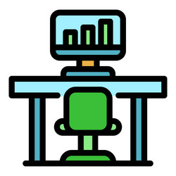 trader home desktop icon color outline vector image