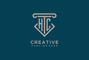 hc initial with pillar icon design clean vector image