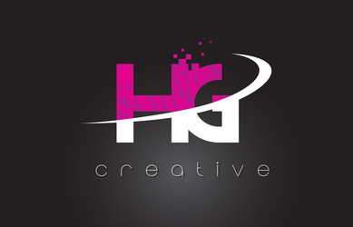 Hg h g creative letters design with white pink vector