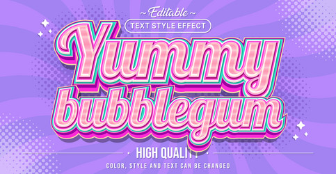 editable text style effect - yummy bubblegum vector image