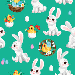 seamless spring pattern with easter characters vector image