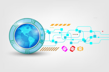 global network connection world map point vector image