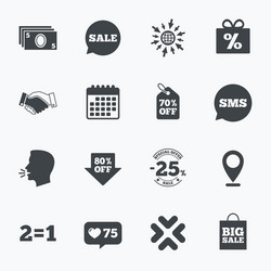 Sale discounts icon shopping deal signs vector