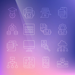 set line artificial intelligence ai network cloud vector image