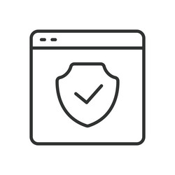 shield on a web page icon in line design vector image