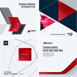 design set of red colourful abstract vector image