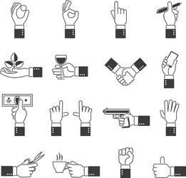 Hand Gesture Icons - Black Set vector image